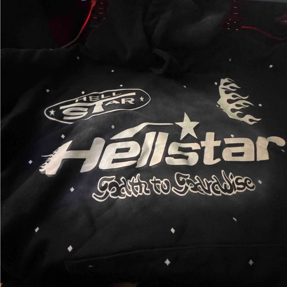Black Hellstar hoodie with white graphics